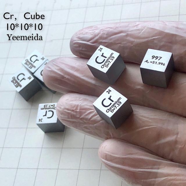 Huamade 10mm Cube Vanadium Niobium Tantalum Molybdenum Chromium W Titanium Zirconium Hafnium Zinc Tin Lead Bi 99.95% 1PCS Chromium (Cr ) on Productcaster.