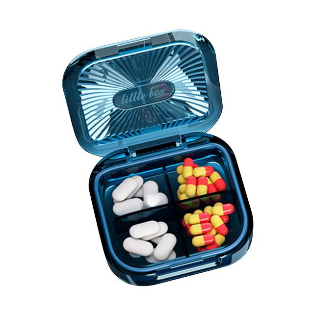 Medicine Organizer Pill Box For Vitamins Tablet With 4 6 Compartments Portable Blue on Productcaster.