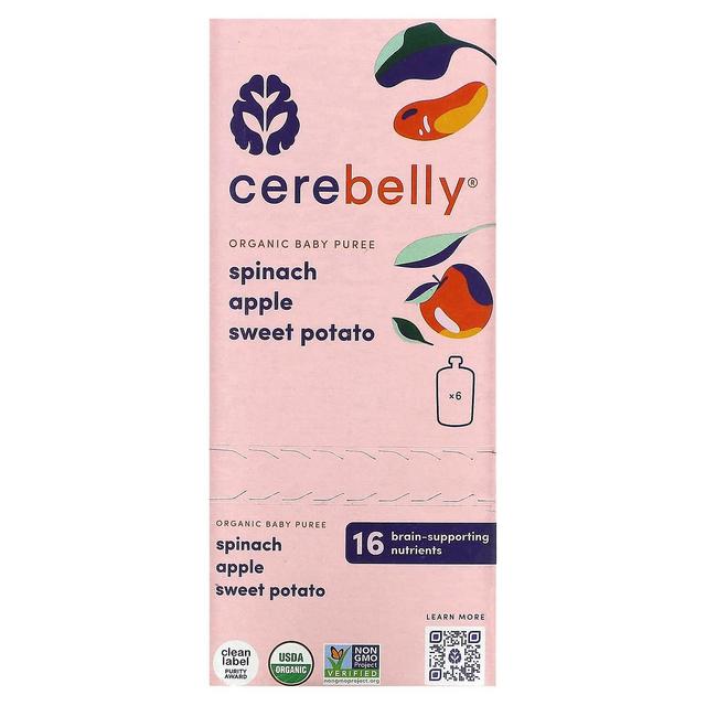 Cerebelly, Organic Baby Puree, Spinach, Apple, Sweet Potato, 6 Pouches, 4 oz (113 g) Each on Productcaster.