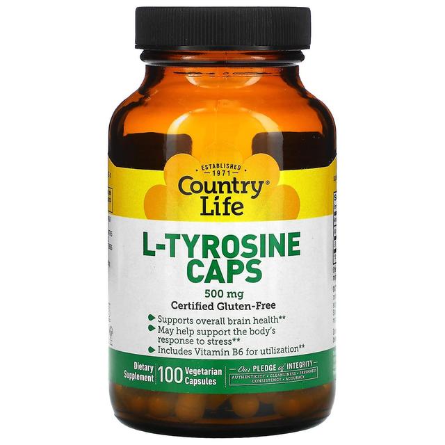 Country Life, L-Tyrosine Caps, 500 mg, 100 Vegetarian Capsules on Productcaster.