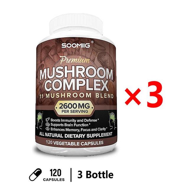 Visgaler Mushroom Complex Supplement - Supports Brain Function, Enhances Memory, Boosts Immunity Focus Clarity 120capsule-3 bottle on Productcaster.