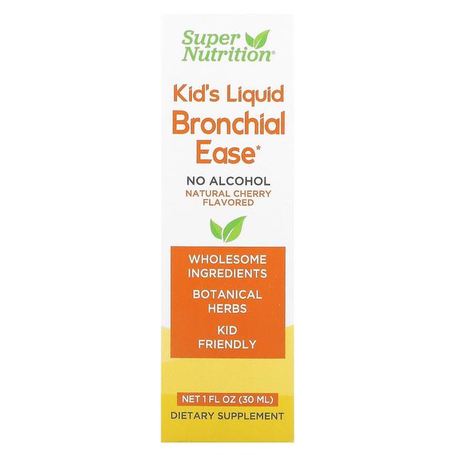 Super Nutrition, Kid's Liquid Bronchial Ease, No Alcohol, Cherry, 1 fl oz (30 ml) on Productcaster.