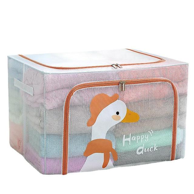 Cartoon Clear Storage Box Steel Frame Clothes Quilt Storage Bins Children Toys Finishing Box Ducks on Productcaster.