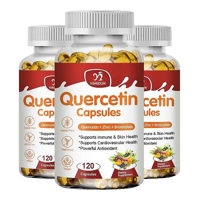 Sofirn Quercetin Capsules 6-In-1 With Bromelain Vitamin C & Zinc Increases Antioxidant Balanced Immune System Vegan Supplements 3 Bottles 60 PCS on Productcaster.