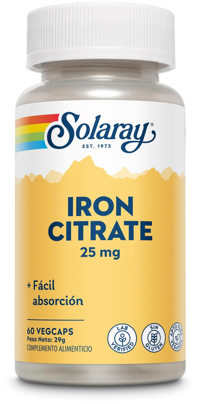 Citrato de ferro solaray 25 mg 60 cápsulas vegetais on Productcaster.