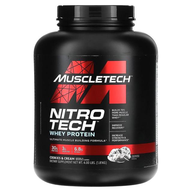 MuscleTech, Nitro Tech, vassleprotein, ultimat muskelbyggande formel, kakor och grädde, 4 kg (1. on Productcaster.