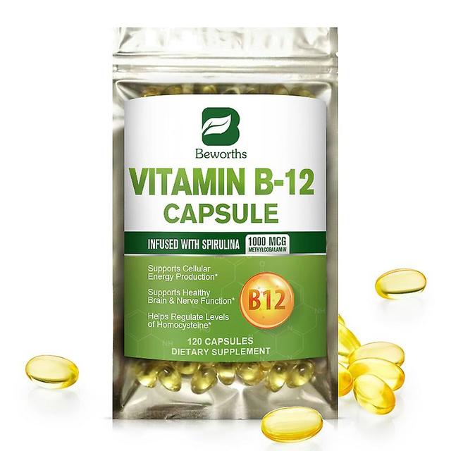 Tib 120pcs Vitamin B12 Capsules Support Energy Metabolism&nervous System Health Anti Anxiety High Strength Neuro Vitmains Supplement 120 capsules on Productcaster.