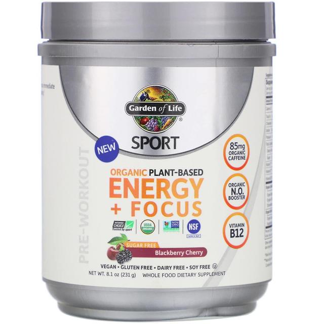 Garden of Life, Sport, Organic Plant-Based Energy + Focus, Pre-Workout, Blackberry Cherry, 8.1 oz (2 on Productcaster.