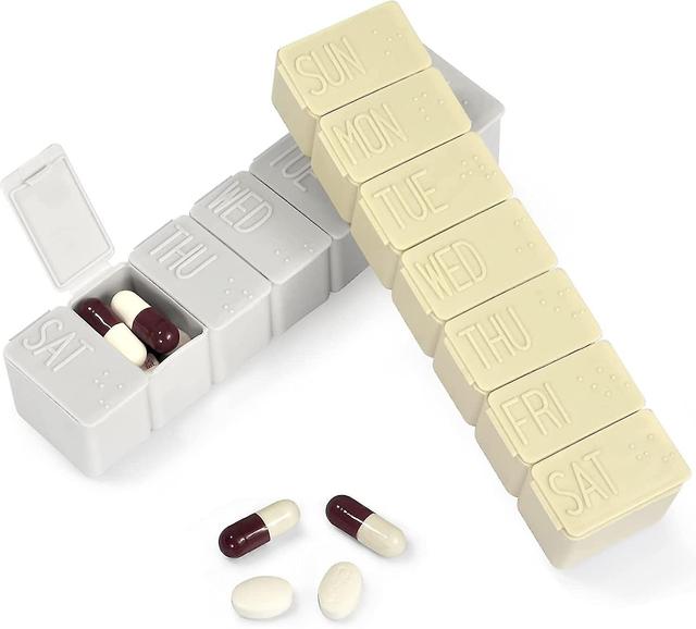 Breey Pill Organizer-Pill Boxen für Reisen, 7 Tage mit Braille Pill Case Vitamine Fischöl Ergänzungen, Medikamente Organizer Spender für Fischöle, ... on Productcaster.