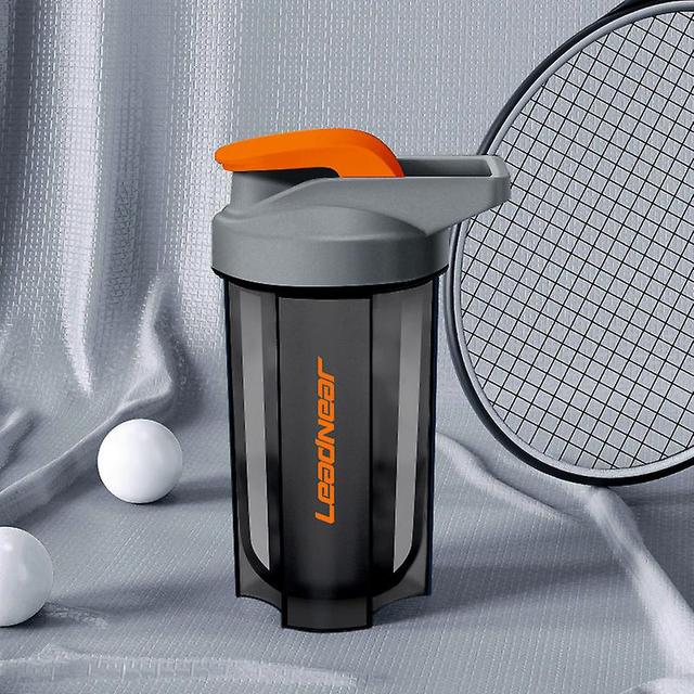 Plastic Shaker Cup Fitness Sports Water Cup Milk Shake Protein Powder Meal Replacement Sports Stirring Cup Gift Grey Orange on Productcaster.