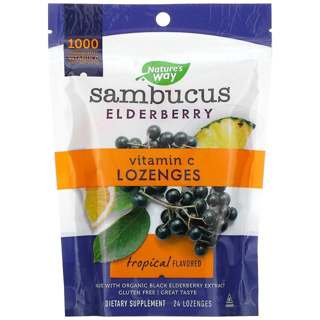 Nature's Way, Sambucus Elderberry, Vitamin C Lozenges, Tropical Flavored, 24 Lozenges on Productcaster.