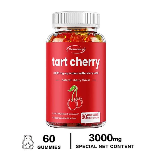 Vorallme Tart Cherry Gummies - 3000 Mg Supplement Celery Seed Extract - Vegan Tart Cherry Gummies Vitamin Concentrate Vegetarian 60 Gummies on Productcaster.