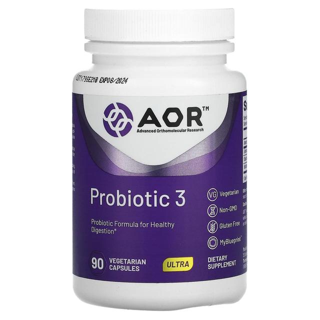 Advanced Orthomolecular Resear Advanced Orthomolecular Research AOR, Probiotic 3, 90 Vegetarian Capsules on Productcaster.