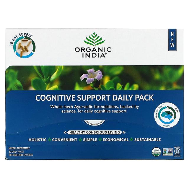 Organic India India biologica, Pacchetto giornaliero di supporto cognitivo, 30 confezioni giornaliere, 180 capsule vegetali on Productcaster.