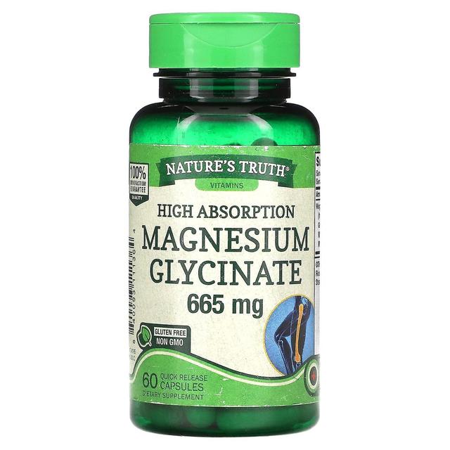 Nature's Truth, Magnesium Glycinate, High Absorption, 665 mg, 60 Quick Release Capsules on Productcaster.