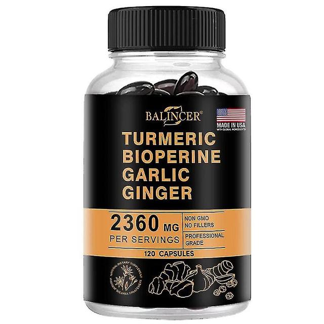 Gaoxing 4-in-1 Turmeric Ginger Supplement With Pepperin 2360 Mg With Garlic Curcumin Black Pepper, For Joint, Digestive & Immune Support 120 count-... on Productcaster.