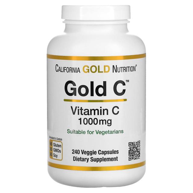 California Gold Nutrition Kalifornian kultaravinto, kulta C, USP-luokan C-vitamiini, 1,000 mg, 240 kasviskapselia on Productcaster.