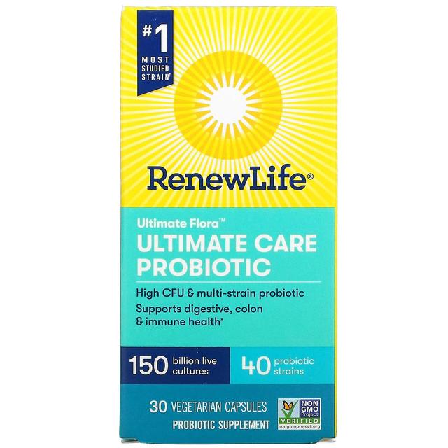 Renew Life Odnów życie, Ultimate Flora, Ultimate Care Probiotic, 150 miliardów żywych kultur, 30 wegetariańskich kapsułek on Productcaster.