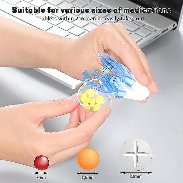 Draagbare Pill Taker Remover Pill Puncher Met Container Voor Blister Packs Tablet Pil Blister Pack Opener Tools Blauw 2PCS on Productcaster.