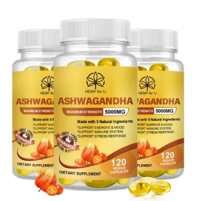 Hikig Free Delivery Shipping Vegan Ashwagandha Extract Capsules for Insomnia People Good Sleep and Mood Relax Brain Nerves No Stress 3bottle of 120pcs on Productcaster.