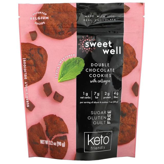 Sweetwell, Keto Cookies, with Collagen, Double Chocolate, 3.2 oz (90 g) on Productcaster.