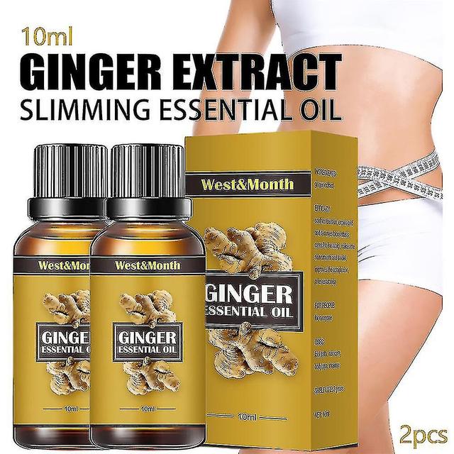 Yijin 2pcs Belly Drainage Ginger Oil Body Massage Slimming Oil Lose Weight Fat Burner 2Pcs 10ML on Productcaster.