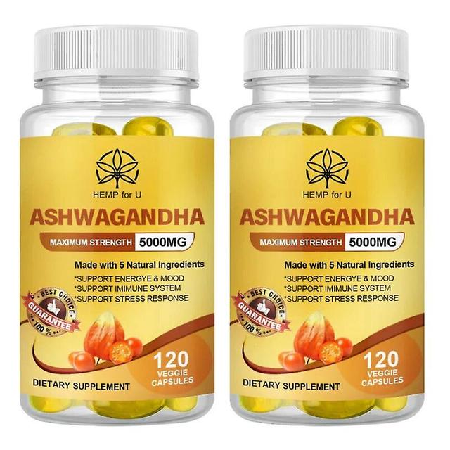 Eccpp 500mg Ashwagandha Extract Capsule Help Sleep Relieves Insomnia Relieves Stress &fatigue Emotion And Adrenaline Support 2bottle x120pcs on Productcaster.