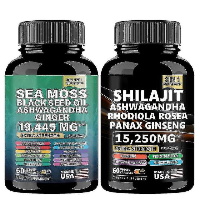 Sea Moss Capsules 3000mg, 60pcs Sea Moss Black Seed Oil Capsules With Ashwagandha Burdock Root Bladd 2 Set - 4 Bottle on Productcaster.