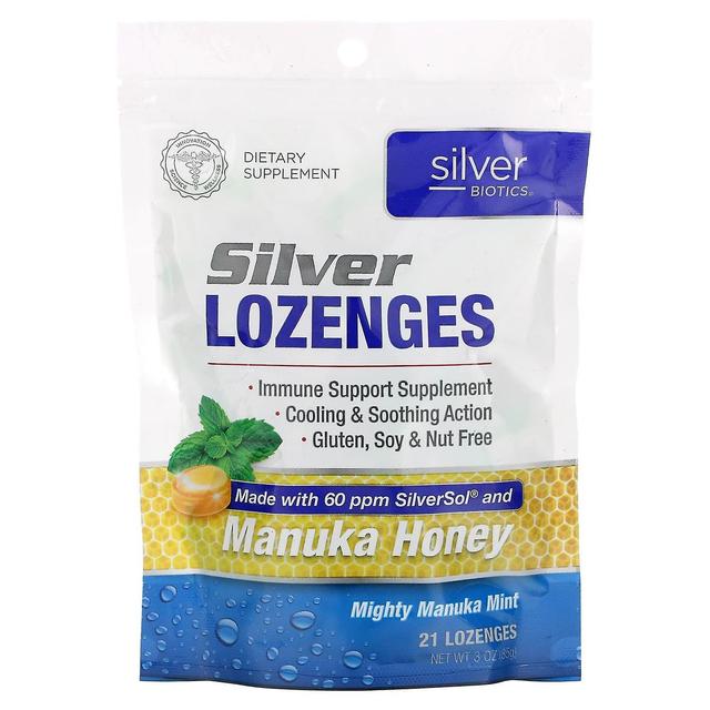 American Biotech Labs, Silver Biotics, Mighty Manuka Mint, 21 Zuigtabletten, 3 oz (85 g) on Productcaster.