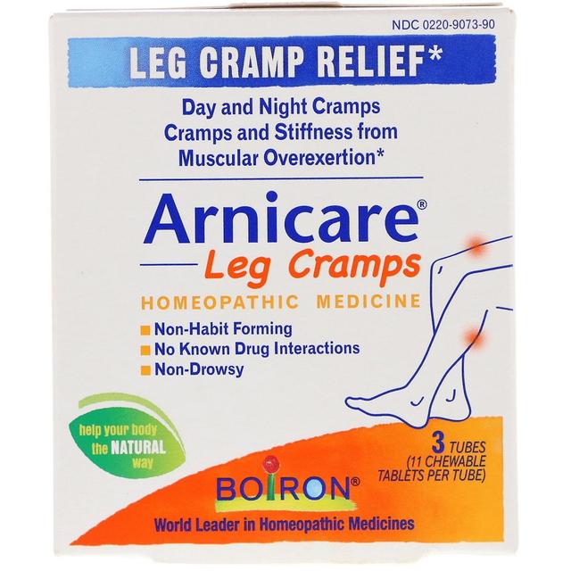 Boiron, Arnicare Leg Cramps, 3 Tubes, 11 Chewable Tablets Per Tube on Productcaster.