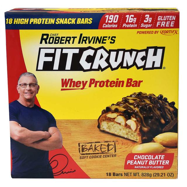 FITCRUNCH Chef robert irvine's fit crunch chocolate mantequilla de maní barras de proteína de suero de leche, 18 ea on Productcaster.