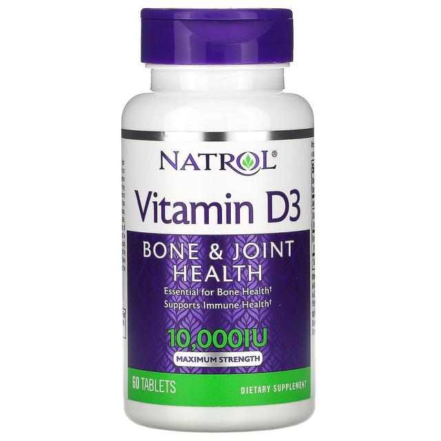 Natrol, vitamina D3, salud ósea y articular, fuerza máxima, 10,000 UI, 60 tabletas on Productcaster.