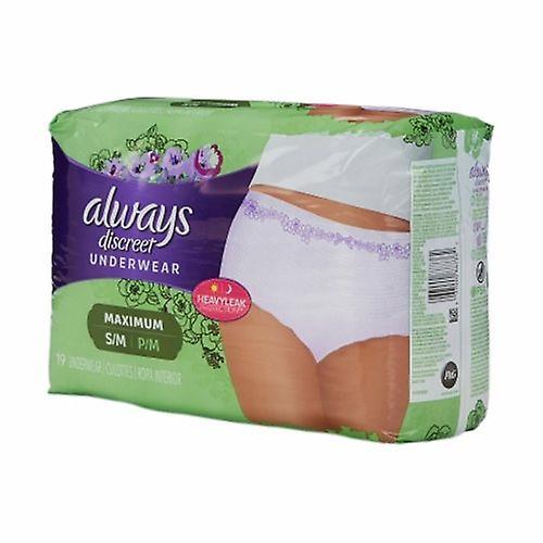 Always Discreet Female Adult Absorbent Underwear Pull On with Tear Away Seams Small / Medium Dispos, Count of 19 (Pack of 1) on Productcaster.