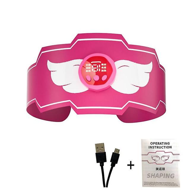 Abdominal Stimulator Rechargeable Electric Waist Leg Hip Muscle Stimulator Slimming Pink USB on Productcaster.