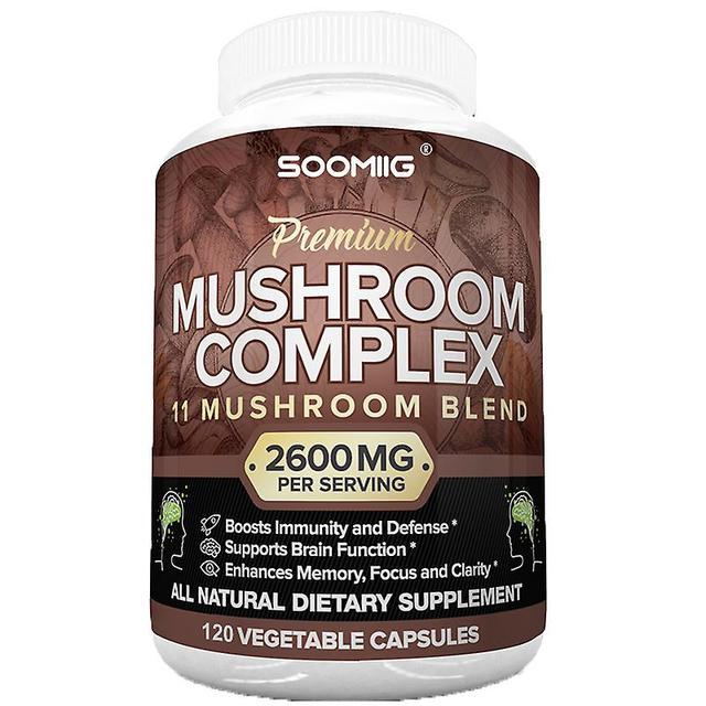 Visgaler Mushroom Complex Supplement - Supports Brain Function, Enhances Memory, Boosts Immunity Focus Clarity 120capsule-A bottle on Productcaster.