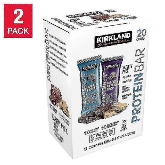 Kirkland Signature Kirklandin tunnusomaiset proteiinipatukat keksitaikina ja suklaabrownie, 2 ea on Productcaster.