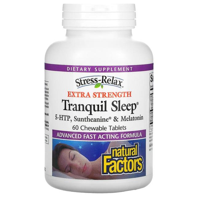 Natural Factors, Stress-Relax, Extra Strength Tranquil Sleep, 60 Chewable Tablets on Productcaster.