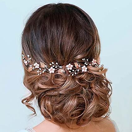 Phwj Accessoires De Cheveux Pour Femmes Avec Des Feuilles De Vigne, Des Fleurs, Des Perles Et Des Dcorations D'opale Pour Le Mariage Or Rose Strass... on Productcaster.