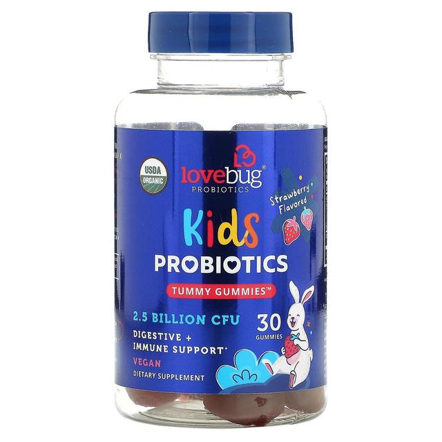 LoveBug Probiotics LoveBug Probiotika, Kinderprobiotika, Bauchgummis, Erdbeere, 2,5 Milliarden KBE, 30 Gummis on Productcaster.