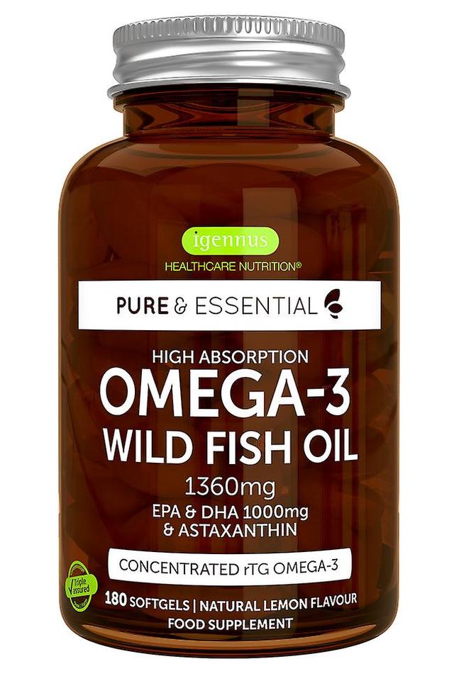 Igennus puhdas &; välttämätön omega-3 villikalaöljy epa &dha 1000mg & astaksantiini 180's on Productcaster.