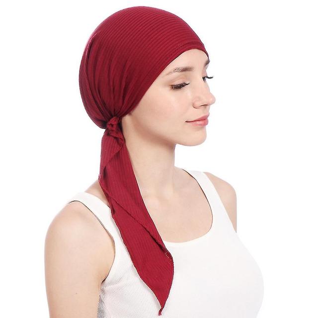 Turban Hat Elastic Cotton Solid Color Scarf Turban Cap Women Hijab -sz.10006 on Productcaster.