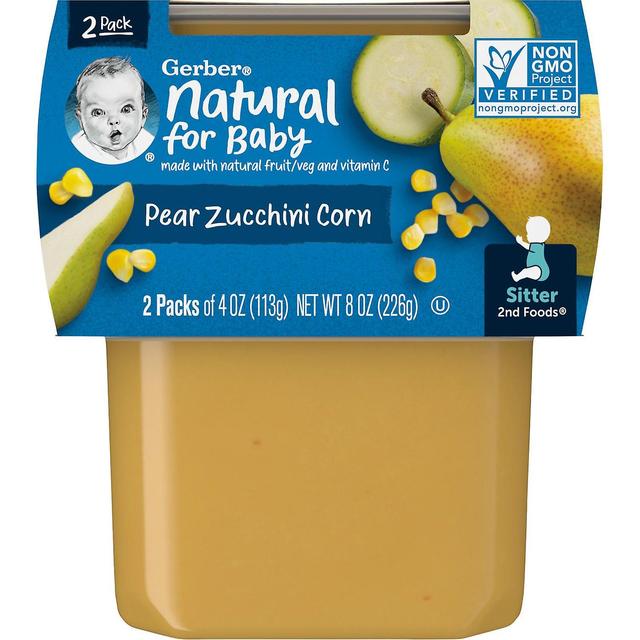 Gerber, Natural for Baby, 2nd Foods, Pear Zucchini Corn, 2 Pack, 4 oz (113 g) Each on Productcaster.