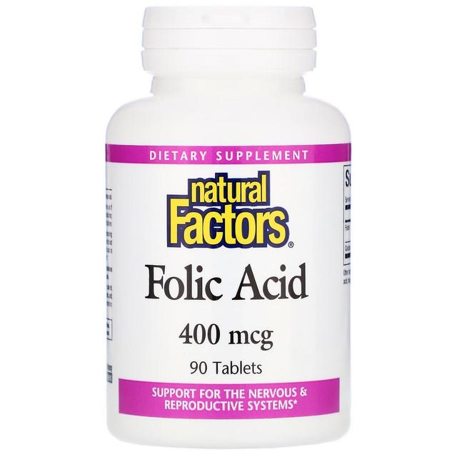 Natural Factors, Folic Acid, 400 mcg, 90 Tablets on Productcaster.