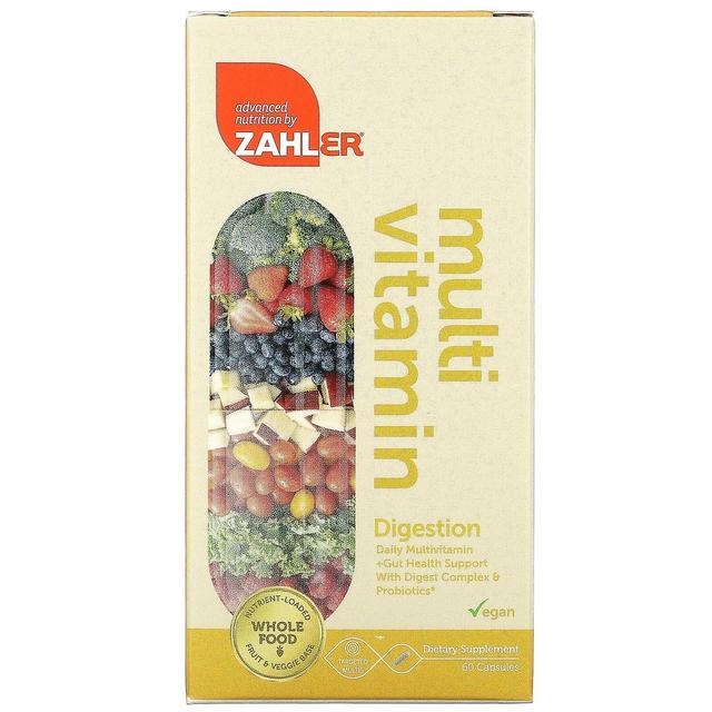 Zahler, Digestion, Daily Multivitamin + Gut Health Support With Digest Complex & Probiotics, 60 Caps on Productcaster.