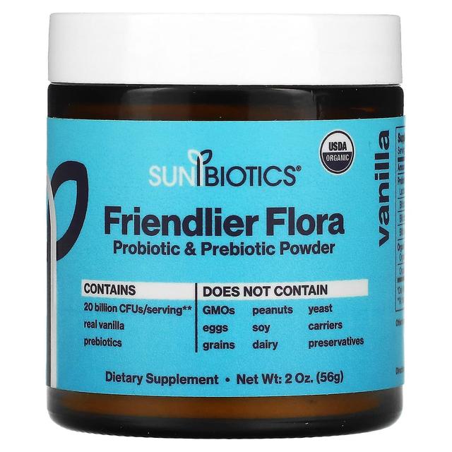 Sunbiotics, Flora mais amigável Probiótico & Prebiótico em pó, Baunilha, 2 oz (56 g) on Productcaster.