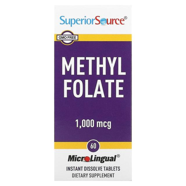 Superior Source Överlägsen källa, metylfolat, 1,000 mcg, 60 Instant Solve tabletter on Productcaster.