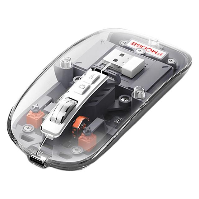 Fashion Transparent Bluetooth-compatible Wireless Mouse Portable Cordless Quiet Mouse For Pc Notebook Laptops Grey on Productcaster.