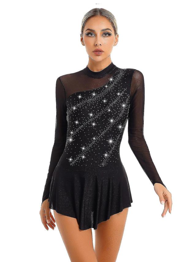 Wpxg Robe De Patinage Sur Glace Avec Biscuits Pour Femme, Justaucorps Manches Longues, Maille Pissure, Comptition, Costume De Danse Nero M on Productcaster.