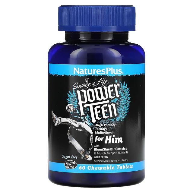 Nature's Plus NaturesPlus, Fonte de Vida, Power Teen para Ele, Wild Berry, 60 Comprimidos Mastigáveis on Productcaster.