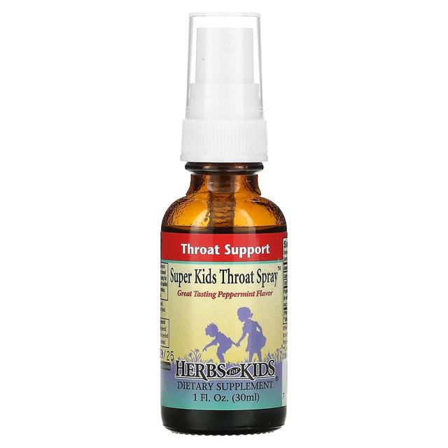 Herbs for Kids, Super Kids Throat Spray, Peppermint, 1 fl oz (30 ml) on Productcaster.